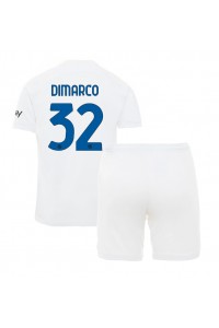 Inter Milan Federico Dimarco #32 Jalkapallovaatteet Lasten Vieraspeliasu 2023-24 Lyhythihainen (+ Lyhyet housut)